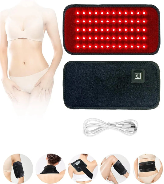 60 LEDs Red＆Infrared Light Therapy Belt 850nm 660nm Back Pain Relief Burn Fat Wrap Slimming Machine Waist Heat Pad Full Body