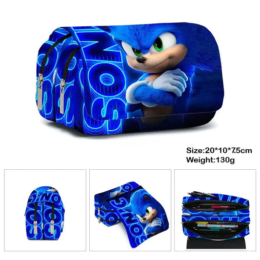 3D New SONIC Cartoon Double-layer Pencil Bag